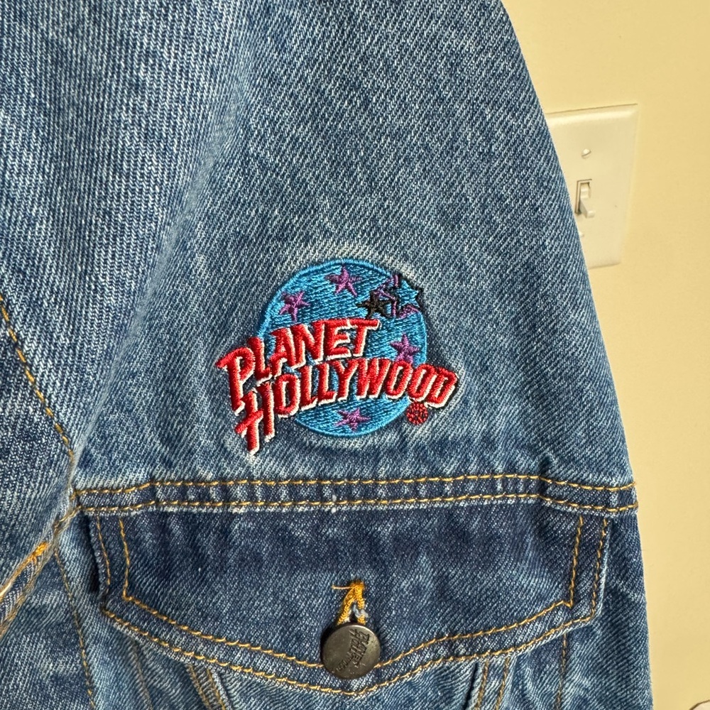 Planet Hollywood Denim Jacket - Light Blue Embroidered Logo - Picture 3 of 6